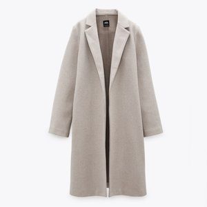 Zara Felt Textured Coat in Ivory great condition